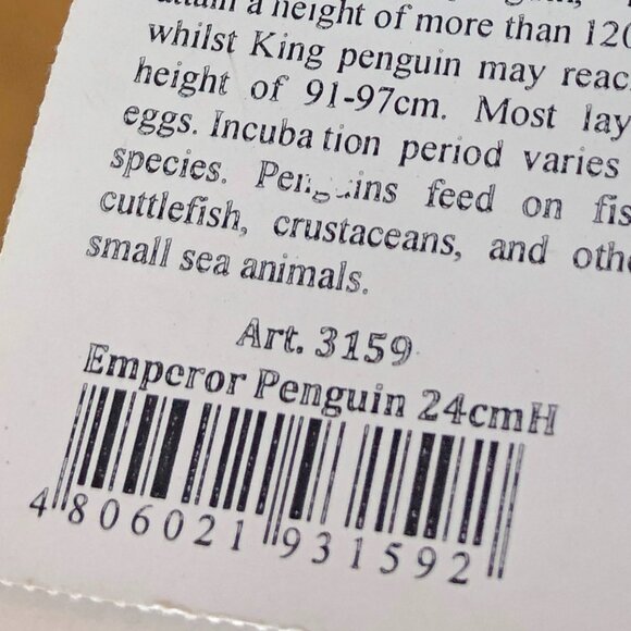 Hansa Plush New w/ Tag Handcrafted Emperor Penguin - 24 cm (3159) - Picture 14 of 14